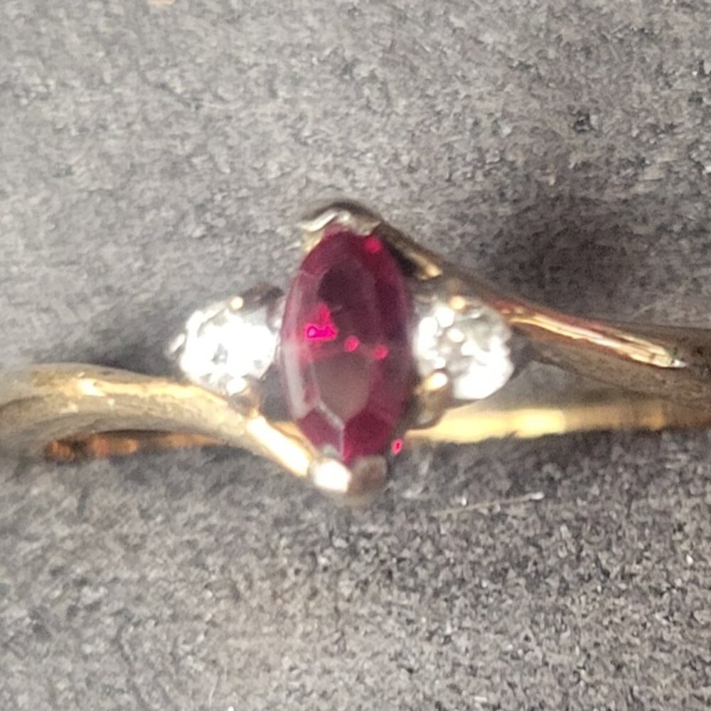 Dainty Gold Ruby Ring Size 7